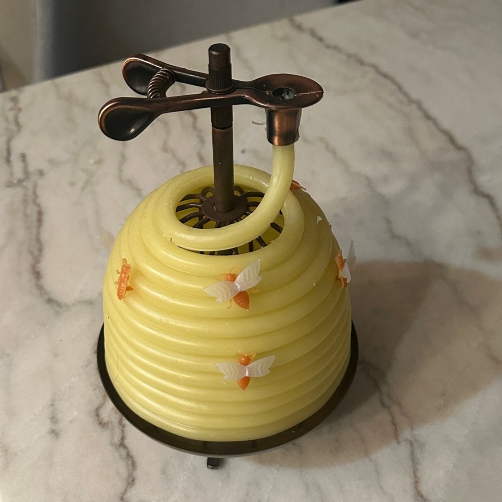 Yellow Beehive Candle with Bees